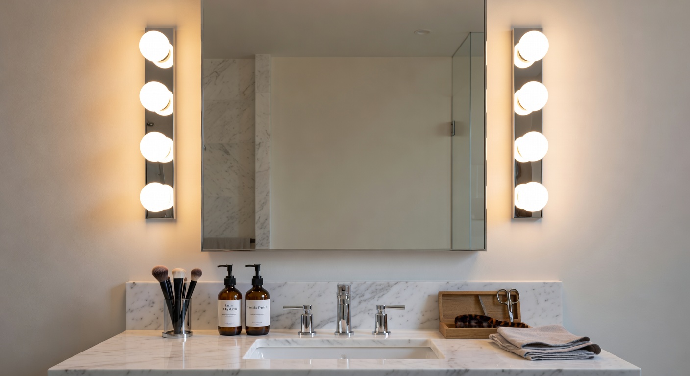 Elegant LED vanity lights above a bathroom mirror