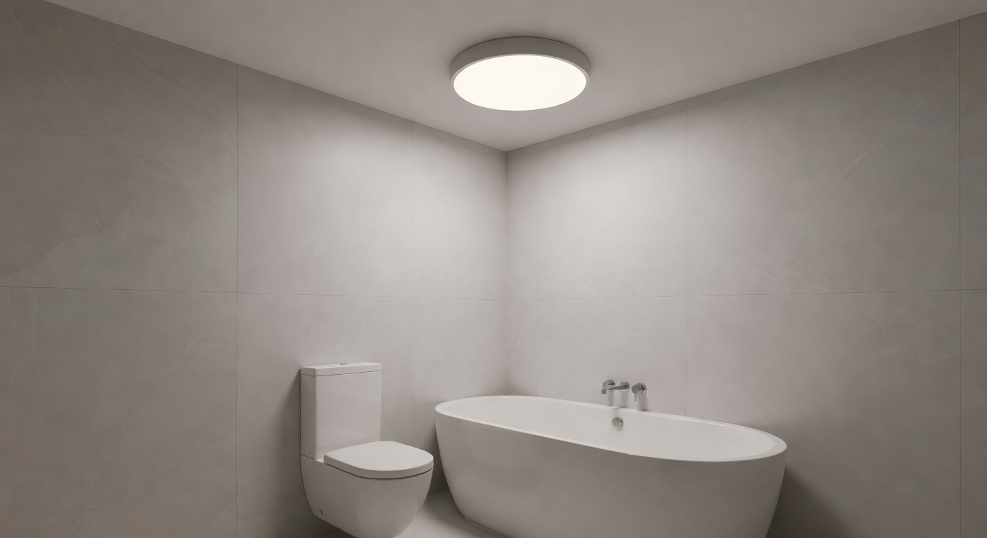 Waterproof LED ceiling light in a bathroom
